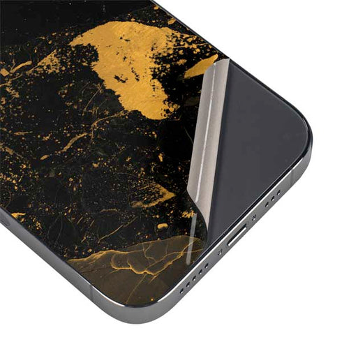 Black and Gold Scattered Marble iPhone 16 Pro Skin